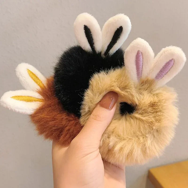 حبال شعر أذن أرنب قطيفة للفتيات لخريف وشتاء قطيفة لطيفة للأطفال على شكل رأس الأميرة أربطة مطاطية مرنة أغطية رأس للفتيات