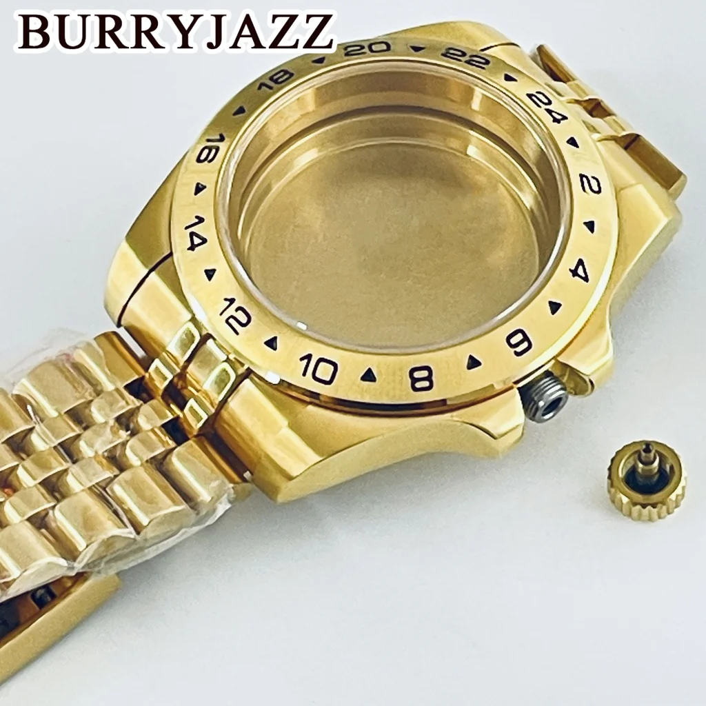 BURRYJAZZ 40 مللي متر 24 ساعة GMT الصلب الحافة صالح NH34 NH35 NH36 NH38 ETA2824 حركة الياقوت كريستال اكسبلورر الساعات ساعة