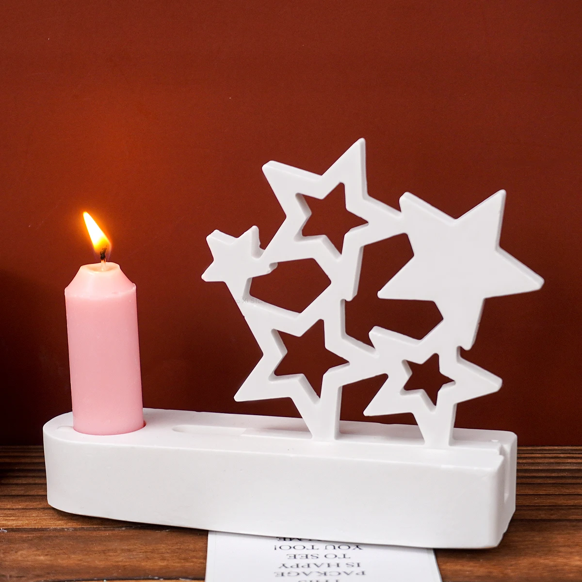 Soporte de vela de estrella, molde de silicona, adornos de estrellas DIY, fabricación de yeso, hormigón, moldes de resina para candelabros,