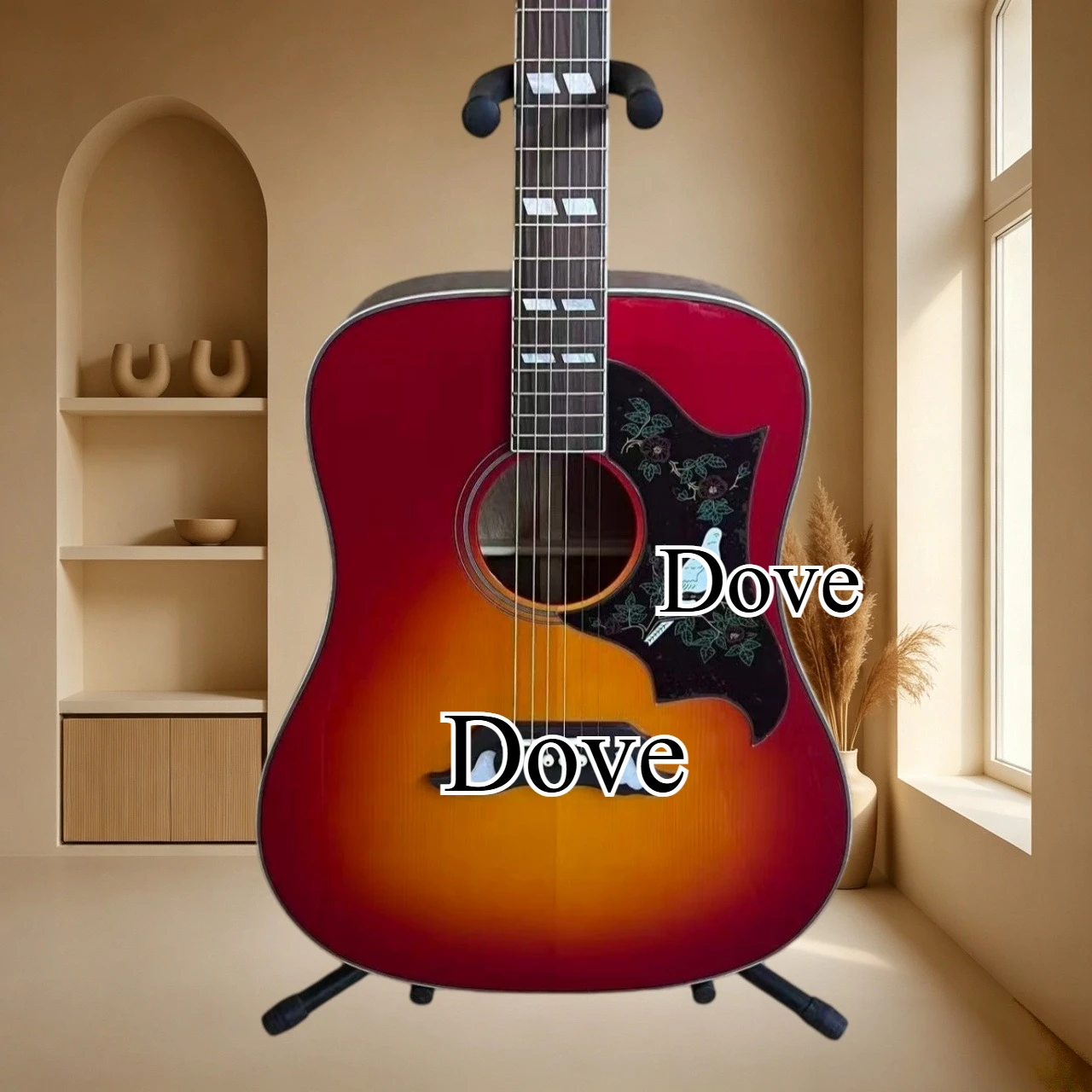 41 Inch Dreadnought Sunset Gradient Acoustic Guitar Solid Spruce Top Dove Pickguard Vocal Accompaniment Free Shipping
