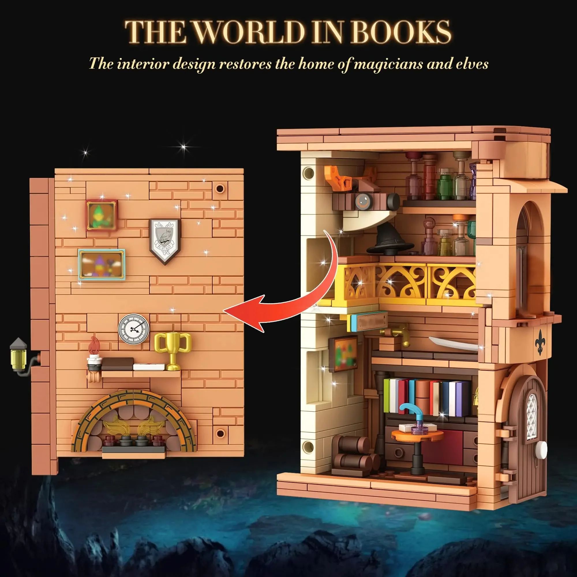 1488PCS Kreative Expert Stadt Street View MOC Magie Bücherregal Buchstützen Haus Hause Modell Bausteine Ziegel Puzzle Spielzeug für kind
