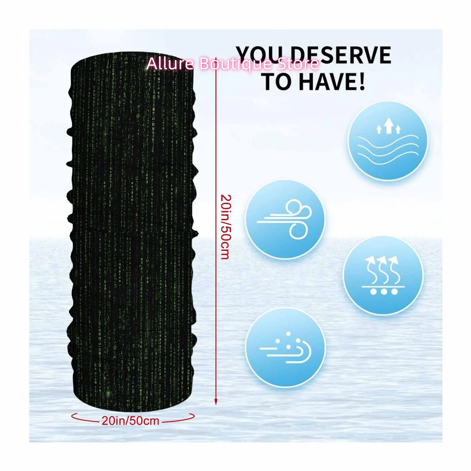 Binary Code, Green, Digital Matrix Novel Design Multi-Functional Print Scarf Suitable for Outdoor Men Women Unisex Mask Holiday