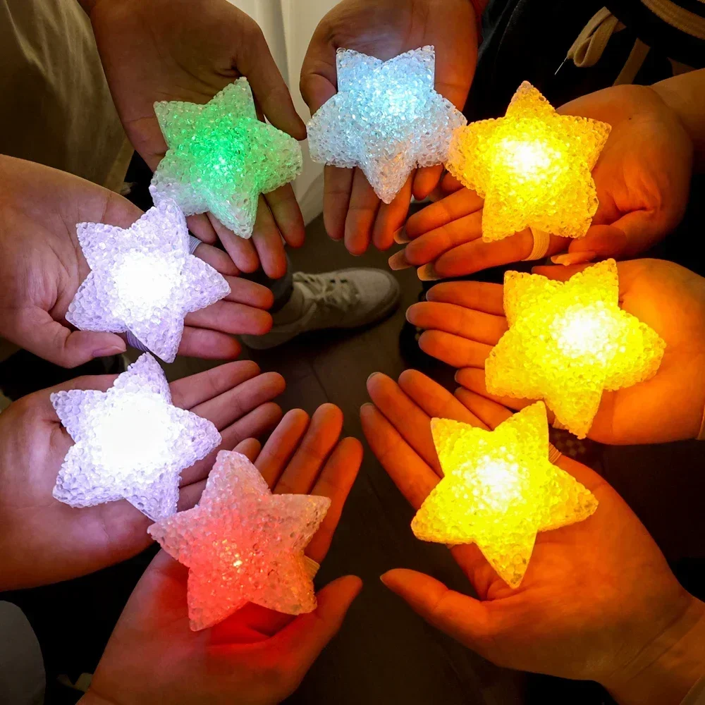 Mini Star Night Lights LED Battery Five-pointed Star Hand-held Light Color Flashing Lighting for Christmas Party Decor Kids Gift