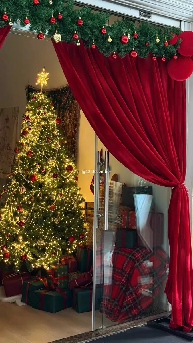 

Бордовая бархатная занавеска для вечеринки, толстые велюровые шторы без морщин на Рождество, бархатные шторы для свадебного театра