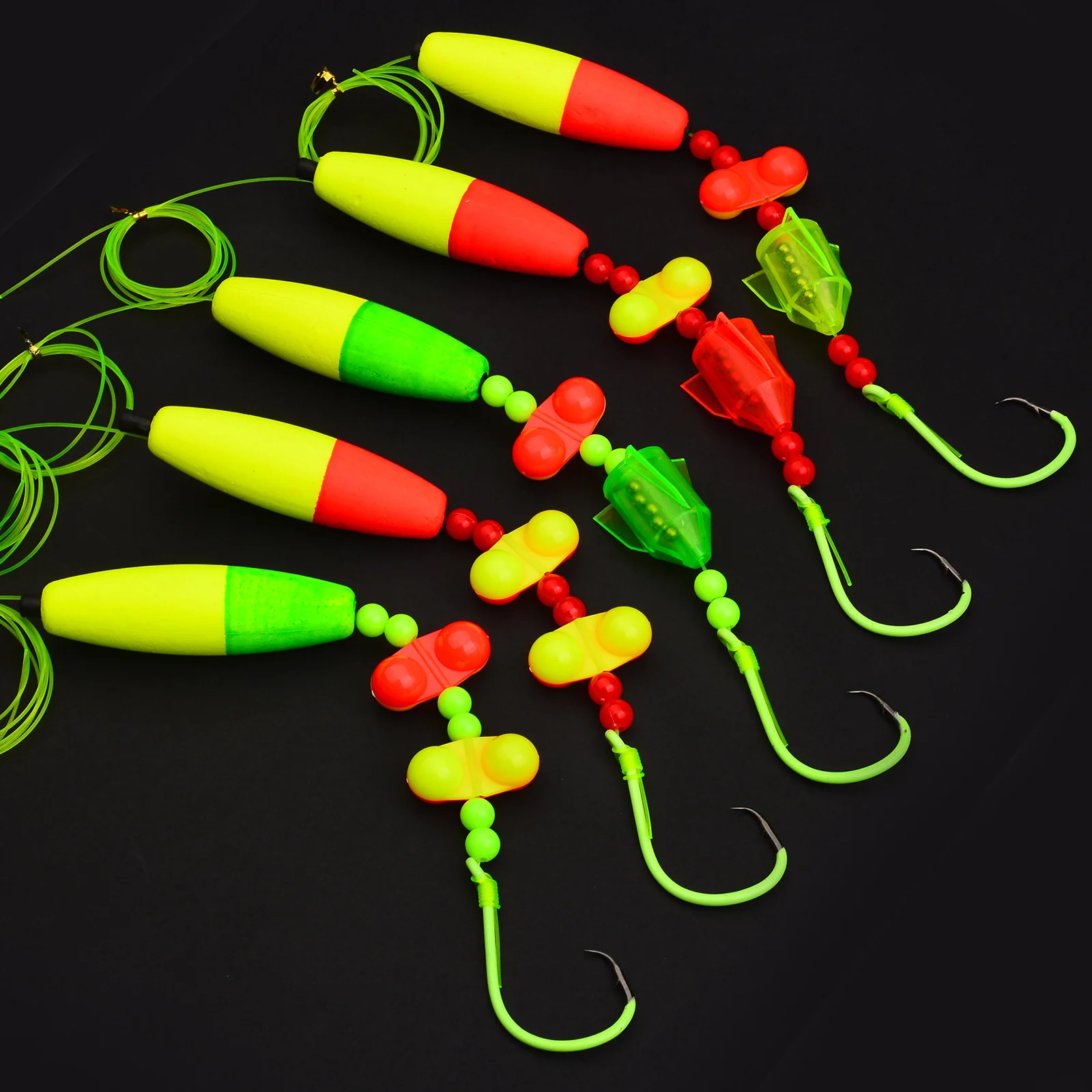 PROBEROS 5 Stück Wels-Schwimmer-Rigs mit Rattler, 6/0–10/0 Haken, geräuschziehende Welsangenausrüstung zum Angeln im Süßwasser – Detail 8