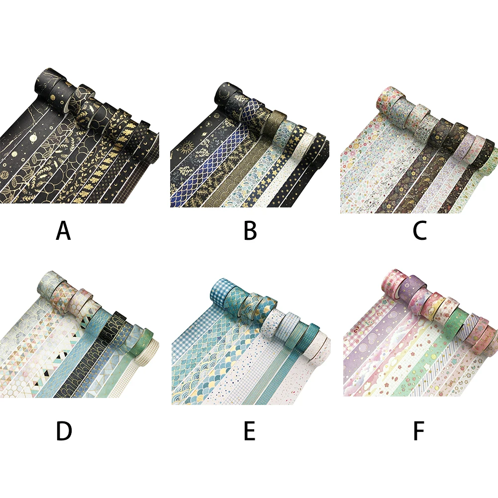 طقم شريط واشي لكتاب القصاصات والقرطاسية والختم الساخن والتغليف القابل للإزالة والنمط المتعدد والمنزل والمدرسة والأطفال والبالغين والحرف اليدوية 10 لفات