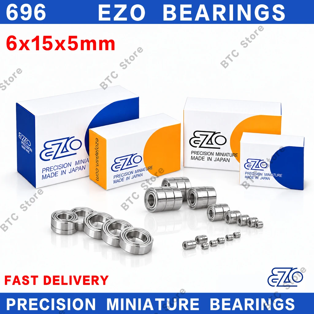 10Pcs Japan EZO Bearing ABEC-9 696 696ZZ 696-2RS 6x15x5mm Miniature Ball Bearings