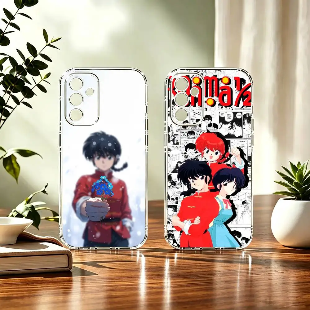 R-Ranma-S funny kongfu boy and girl anime Stand Phone Case Transparent TPU For Samsung A71, A70, A52, A51, A40, A30, A20