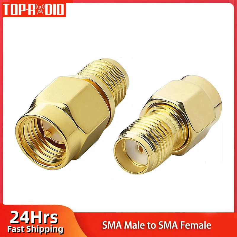 1 Piece Copper RF Coaxial SMA Adapter SMA Male Jack to SMA Female Plug Straight Connector Gold Plated for Wifi Router