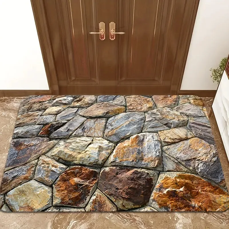 Simulate 2D Print Modern Entrance Carpet Non-Slip Door Mat for Home Decoration Durable Easy Clean Indoor Outdoor Festive Decor