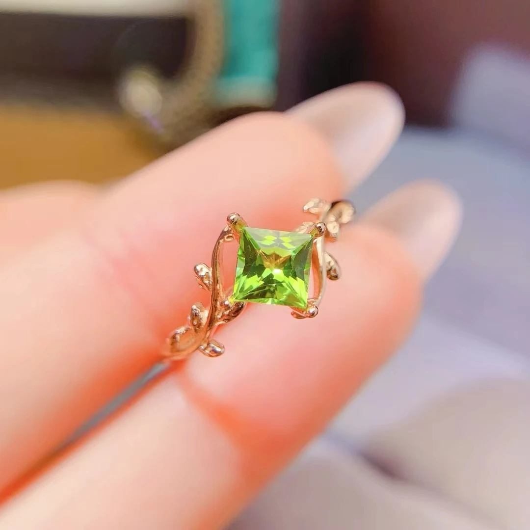 KJJEAXCMY Women's Ring| Natural Peridot with S925 silver , electroplated color retention process, high-clarity support testing