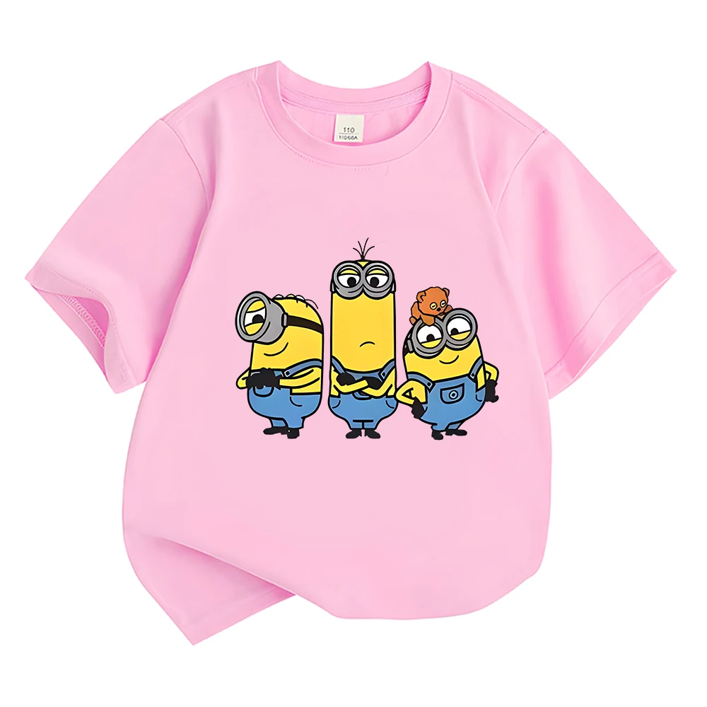 T-shirt à manches courtes en coton à col rond pour enfants, mode décontractée, dessin animé Bob Haus Stuart pour filles et garçons