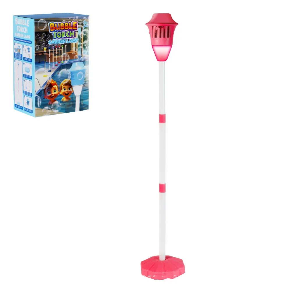 Fabricante de bolhas recarregável com suporte, máquina automática de bolhas verticais com luz noturna e lâmpada de jardim de bolhas musicais