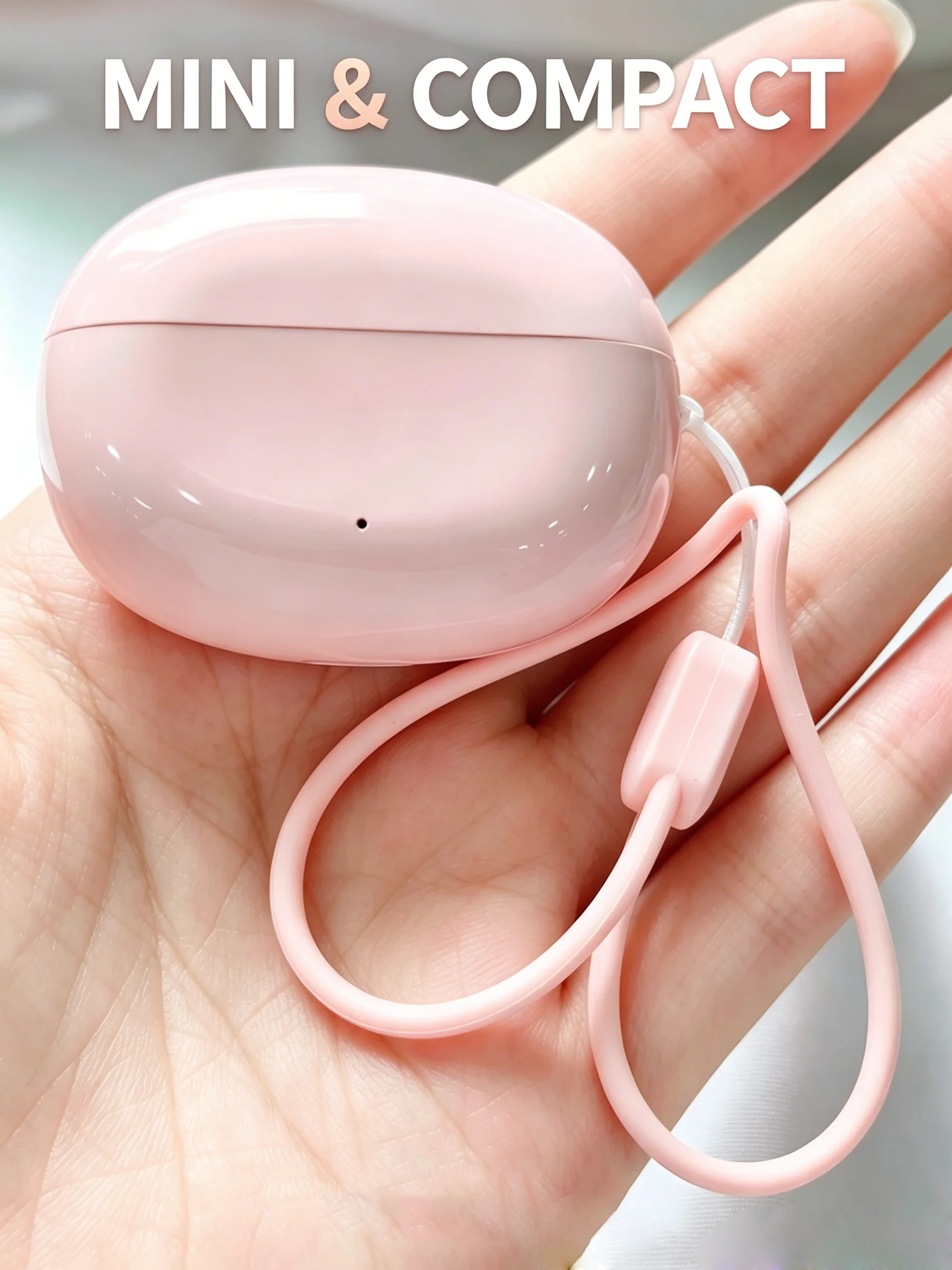Cute Pink TWS Wireless Bluetooth 5.4 Earbuds Mini In-Ear Headphones With Anti-Lost Lanyard, Lightweight Waterproof Earphones, Co