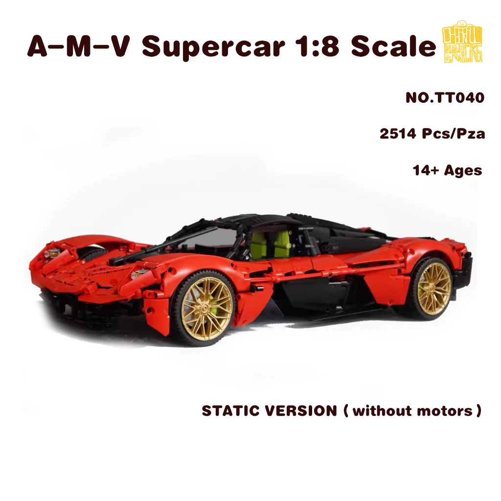 

MOC TT040 A-M-V Supercar масштаб 1:8, модель с PDF-рисунком, строительные блоки, кирпичи, игрушки «сделай сам», подарки на день рождения и Рождество