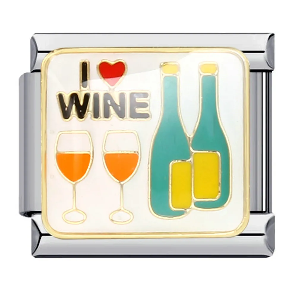Fashion Women Cute Y2k Food Cake Cheers Bread Beverage Italian Charm Links Fit 9mm Bracelets Stainless Steel DIY Men Jewelry