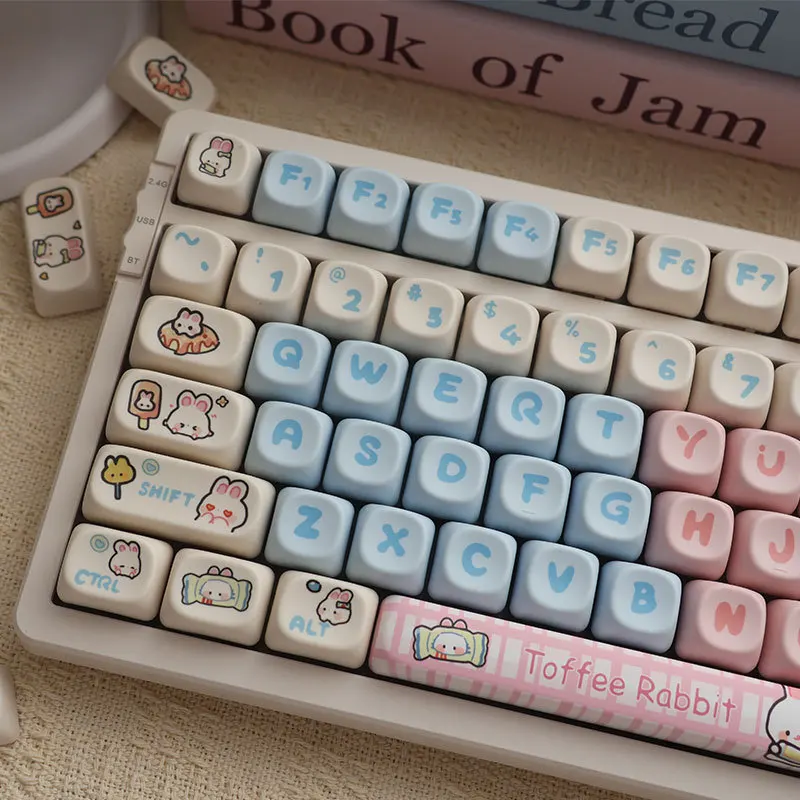 Creamy Rabbit Keycap Cute Cartoon MOA Height Small Warping Hot Sublimation Ningzhi HI75 98 99104 F87rk