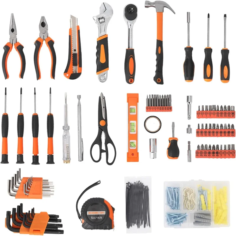 247 Piece Tool Set, Home/Auto Repair Tool Kit, Combination Package Mixed Tool Set Hand Tool Kit with Plastic Toolbox Storage Cas