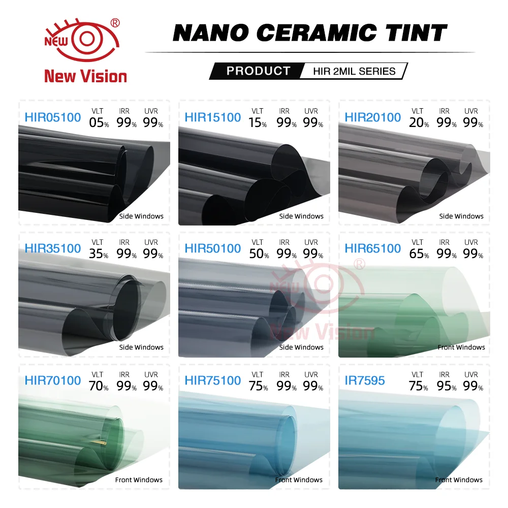 1mX3m High Rejection HIR100%% Nano Ceramic Car Window Tint Film Auto Glass Dekoracyjna folia przeciwsłoneczna