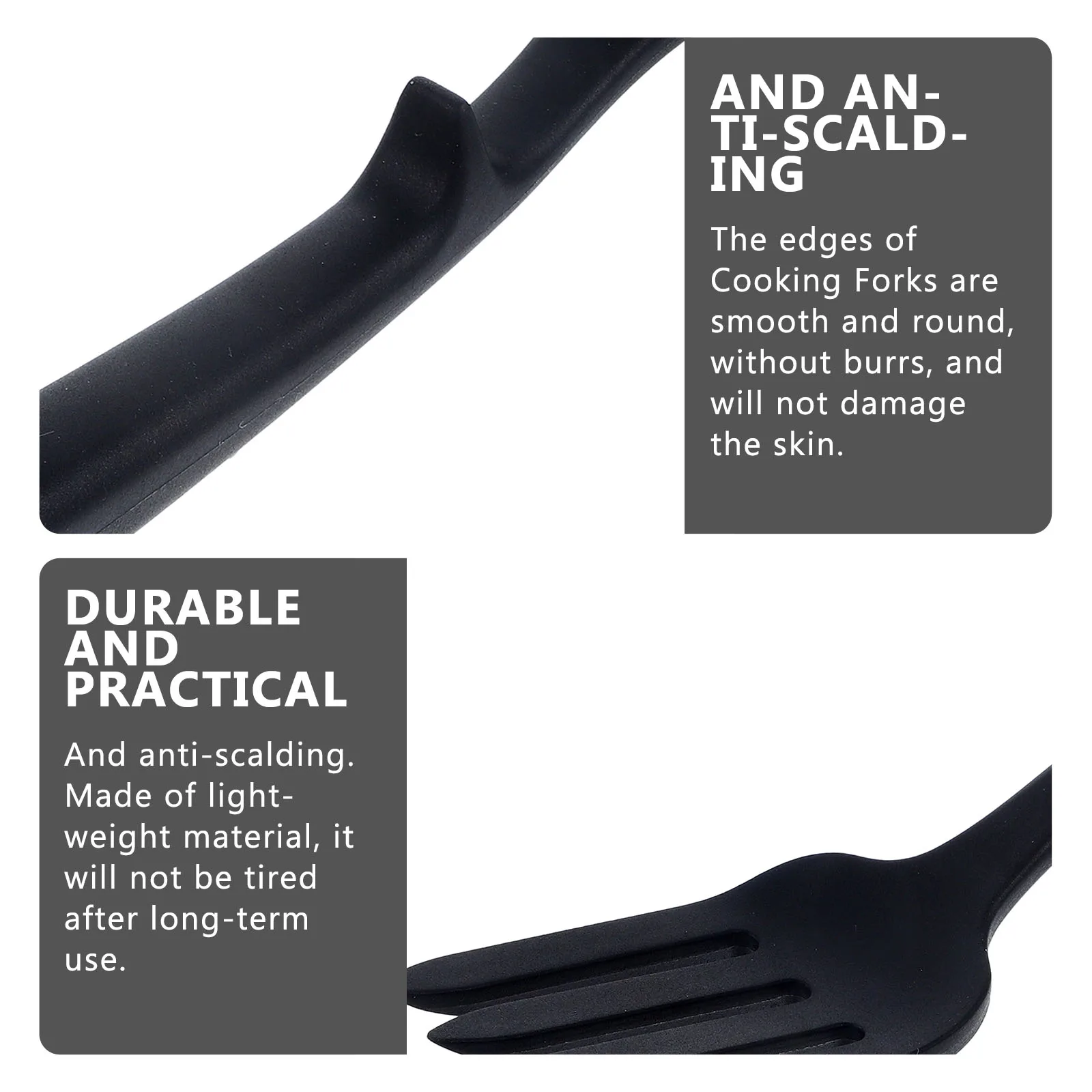 

Silicone Cooking Flexible Heat Resistant Nonstick Kitchen Food Fork For Salad Pasta Noodle Mixing Serving Washable Large