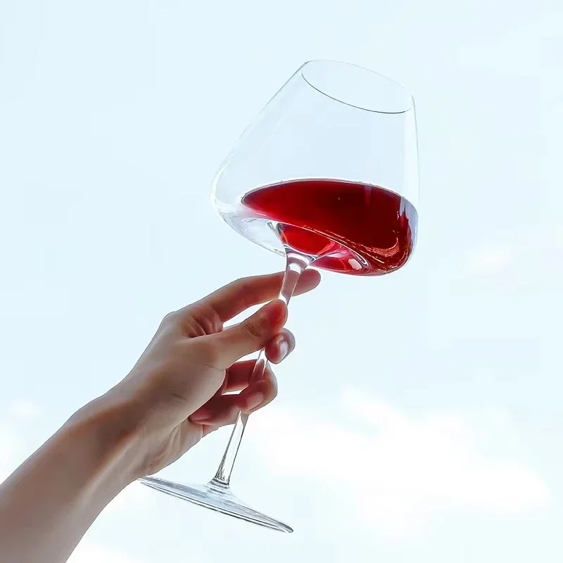 720ml Handmade Crystal Red Wine Glass Large Concave Bottom Burgundy Bordeaux Goblet Big Belly Tasting Cup for Fine Dining