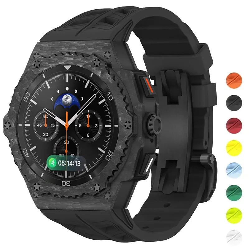 

Carbon Case Mod Kit for Samsung Galaxy Watch 8 Classic 46mm Full-Cover Protection Fluororubber Strap for Galaxy Watch 8 44mm