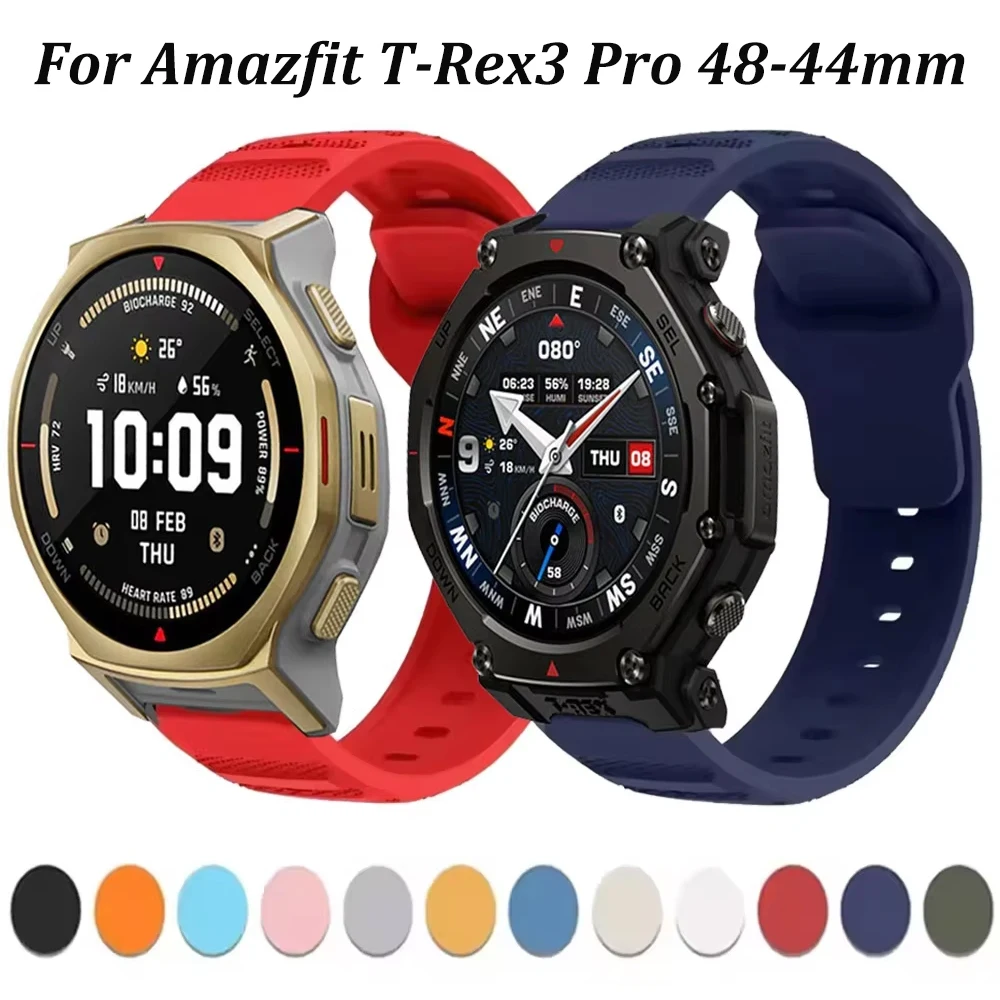 22mm 20mm Silicone Strap For Amazfit T-Rex3 Pro 48-44mm/Helio/Active 2 Comforable Bracelet For Samsung Galaxy Watch 7 6 5 4 Belt