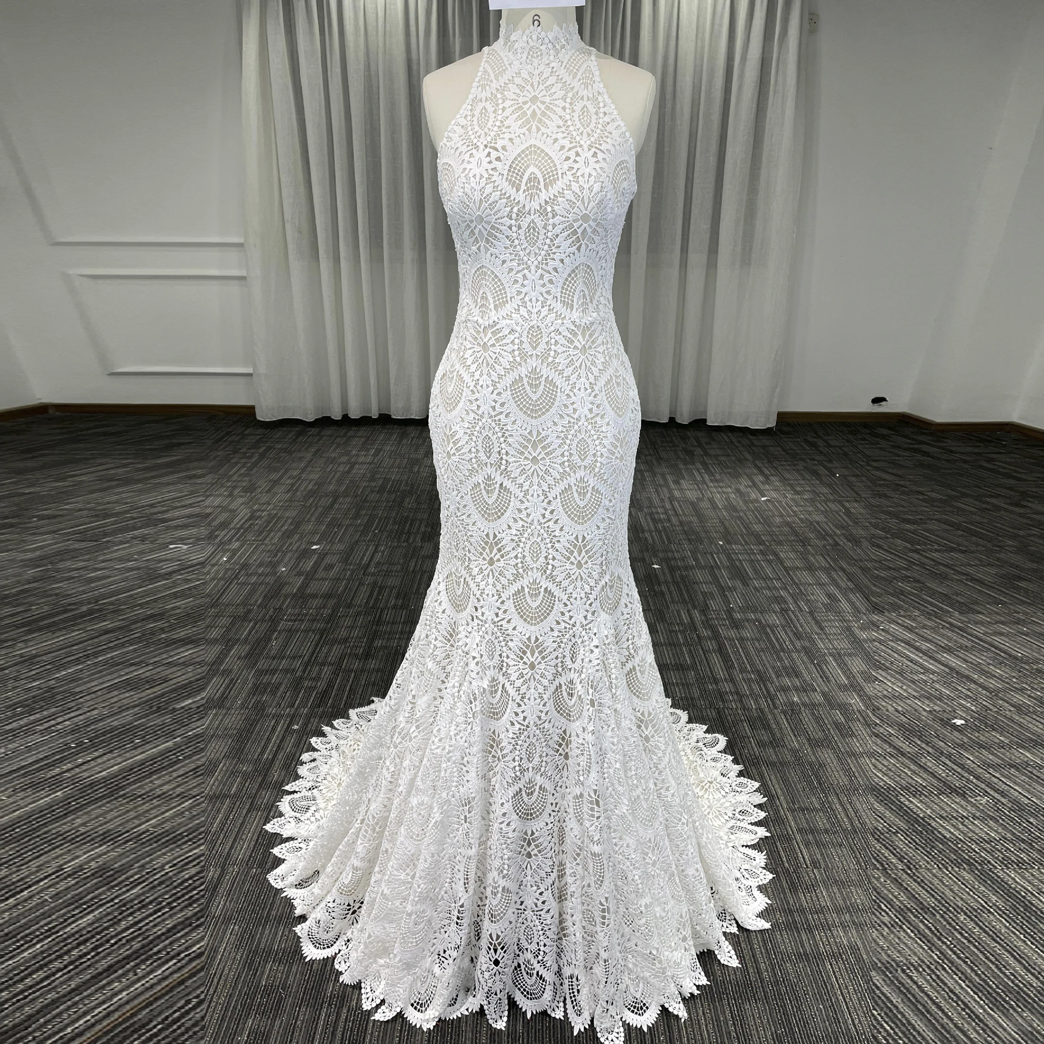 Rosymae Elegant High-Neck Lace Mermaid Wedding Dress Bridal Gown for Brides Свадебные платья