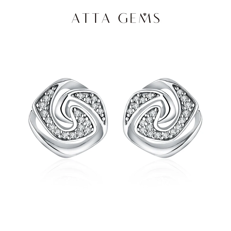 Attagems D Color Moissanite Stud Earrings For Women Test Passed Top Quality 925 Sterling Silver Wedding Jewelry Girlfriend Gift
