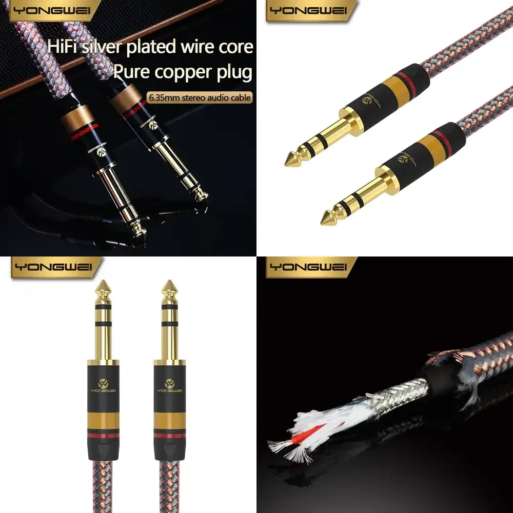 Cable de Audio YONGWEI de 6.5mm Macho a Macho, Cable AUX para Micrófono, Guitarra Eléctrica, Auriculares Estéreo, Grabación de Audio en Estudio