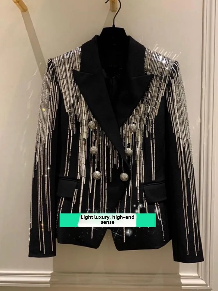 

Тяжелые металлические пуговицы Jaet, женские однотонные облегающие пуговицы для подростков, двухрядные пуговицы Long Sve Formal Jaet