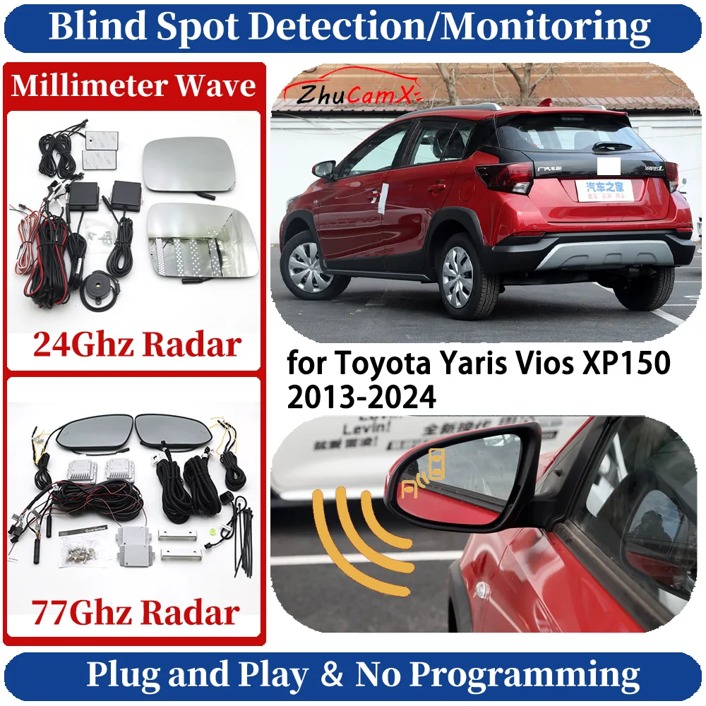 Blind Spot Monitoring/Detection System for Toyota Yaris Vios XP150 2013-2024 Night Driving Lane Change Warning Light Assist