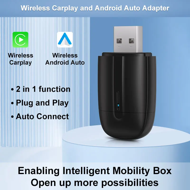 

FLIXIVI 2 in1 Dual Interface Wireless CarPlay/Android Auto Wireless Adapter Smart Mini Box Plug Fast Connect Universal