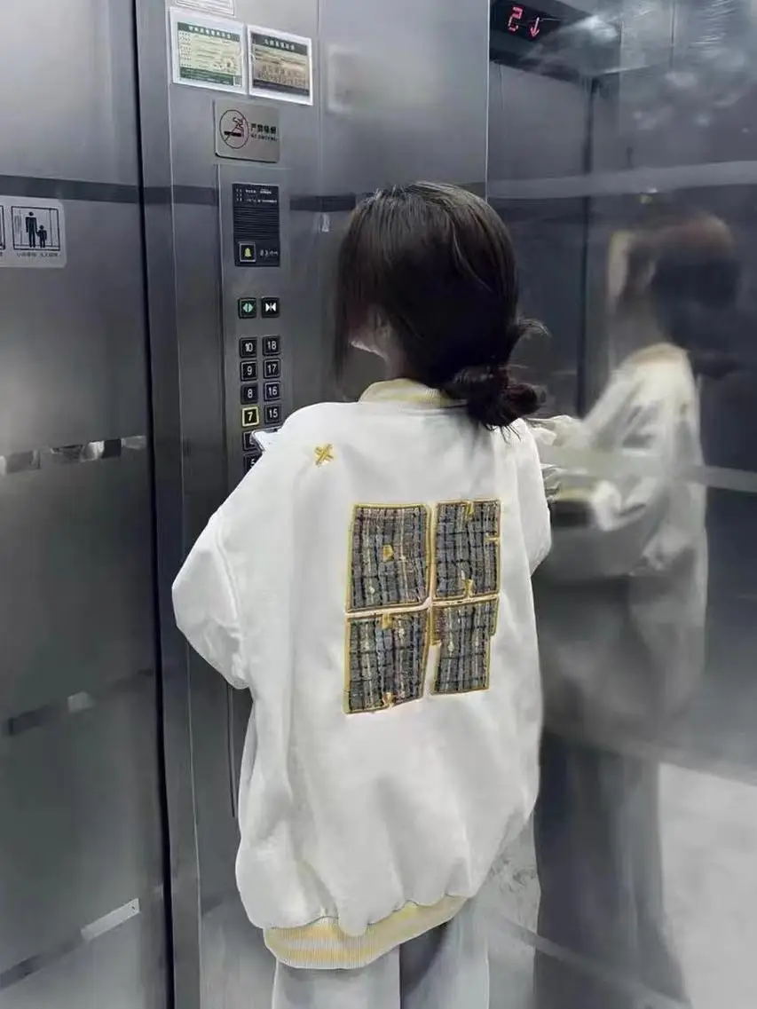 

American High Street Embroidered Color Blo Baseball Jaet Women's Spring Autumn Loose Fit Top Design Sensation