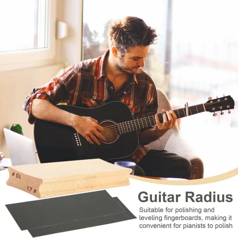 Wooden Radius Sanding Block Guitar Bass Fret Leveling Fingerboard Luthier Radius Sanding Block With Sandpaper For Guitar