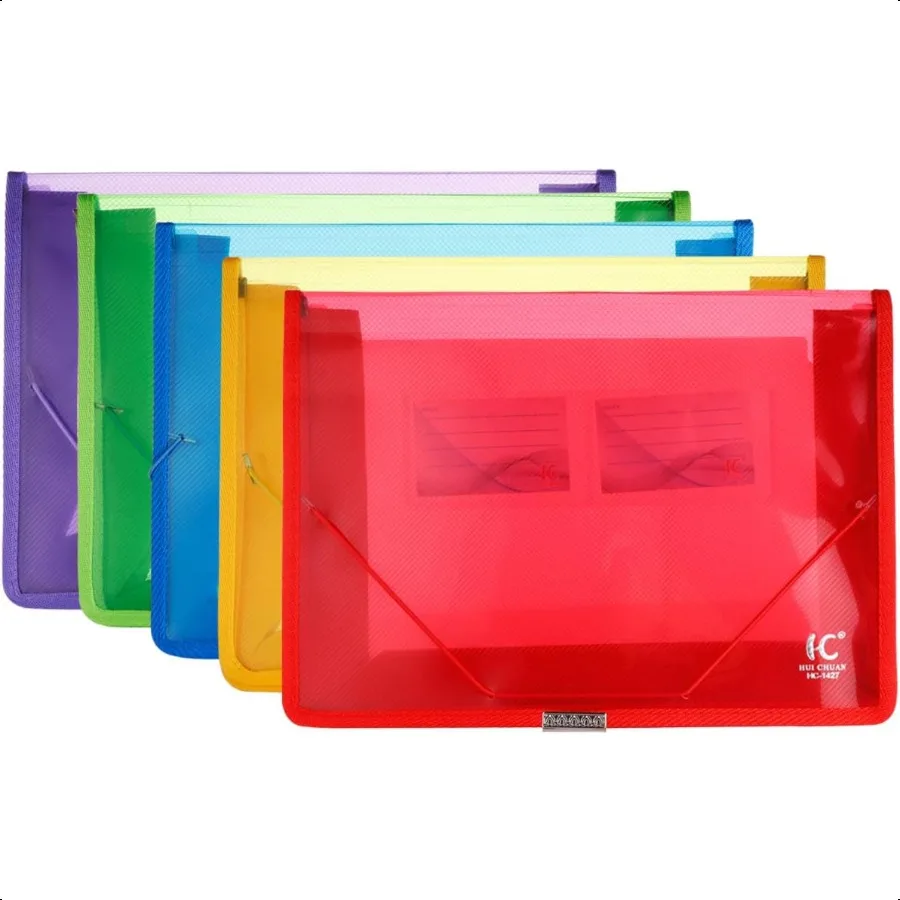 

EcoFriendly Plastic File Folders Expanding Poly File Wallet Transparent Expandable Envelope Organizer Document Folder with Elas
