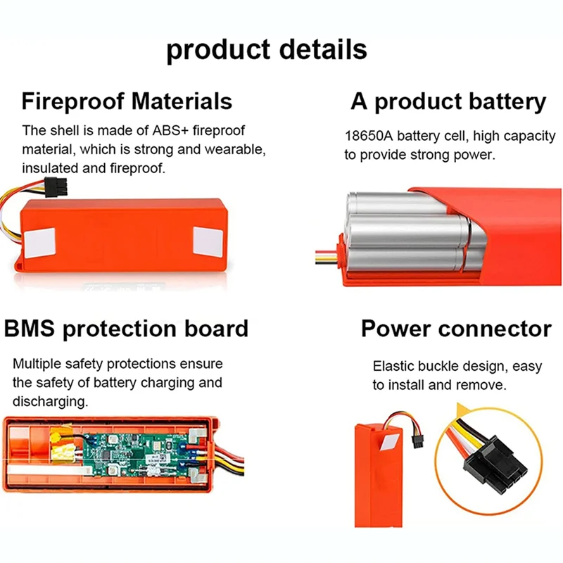 BRR-2P4S-5200S เครื่องดูดฝุ่นหุ่นยนต์14.4V 5200mAh อะไหล่แบตเตอรี่สำหรับ S60 S55 S50 S51 S5