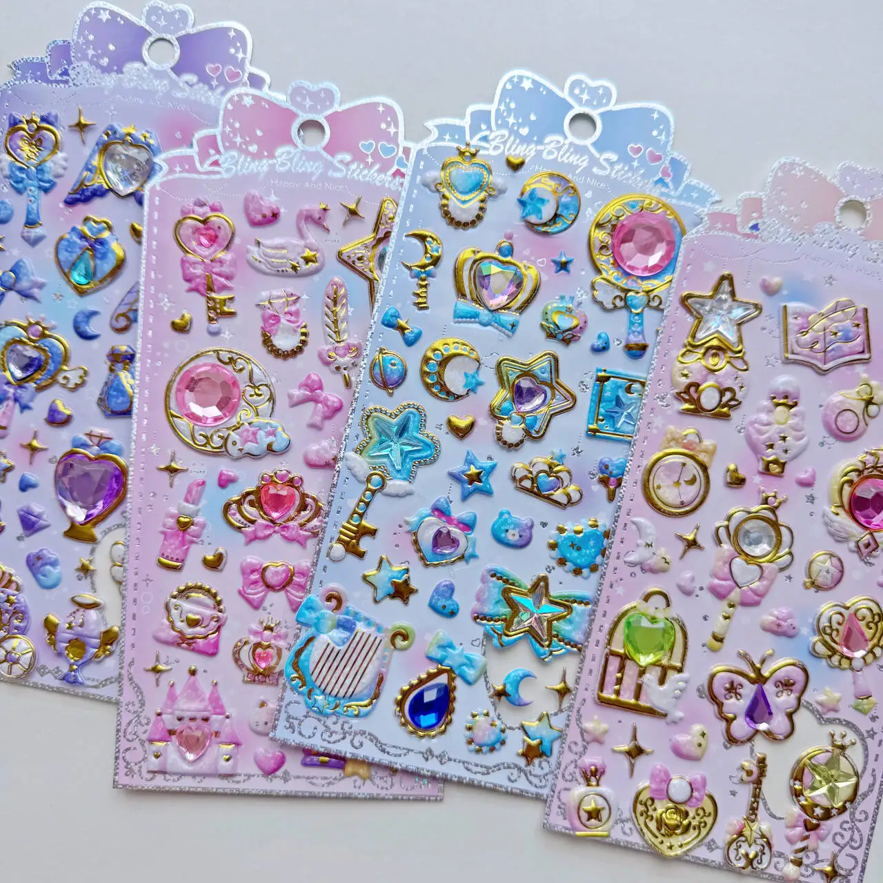 4 pcs Laser Magic Colorful Cartoon 3D Decor Sticker Scrapbooking Diy Journaling Diary Stationery Sticker School Supplies Gift