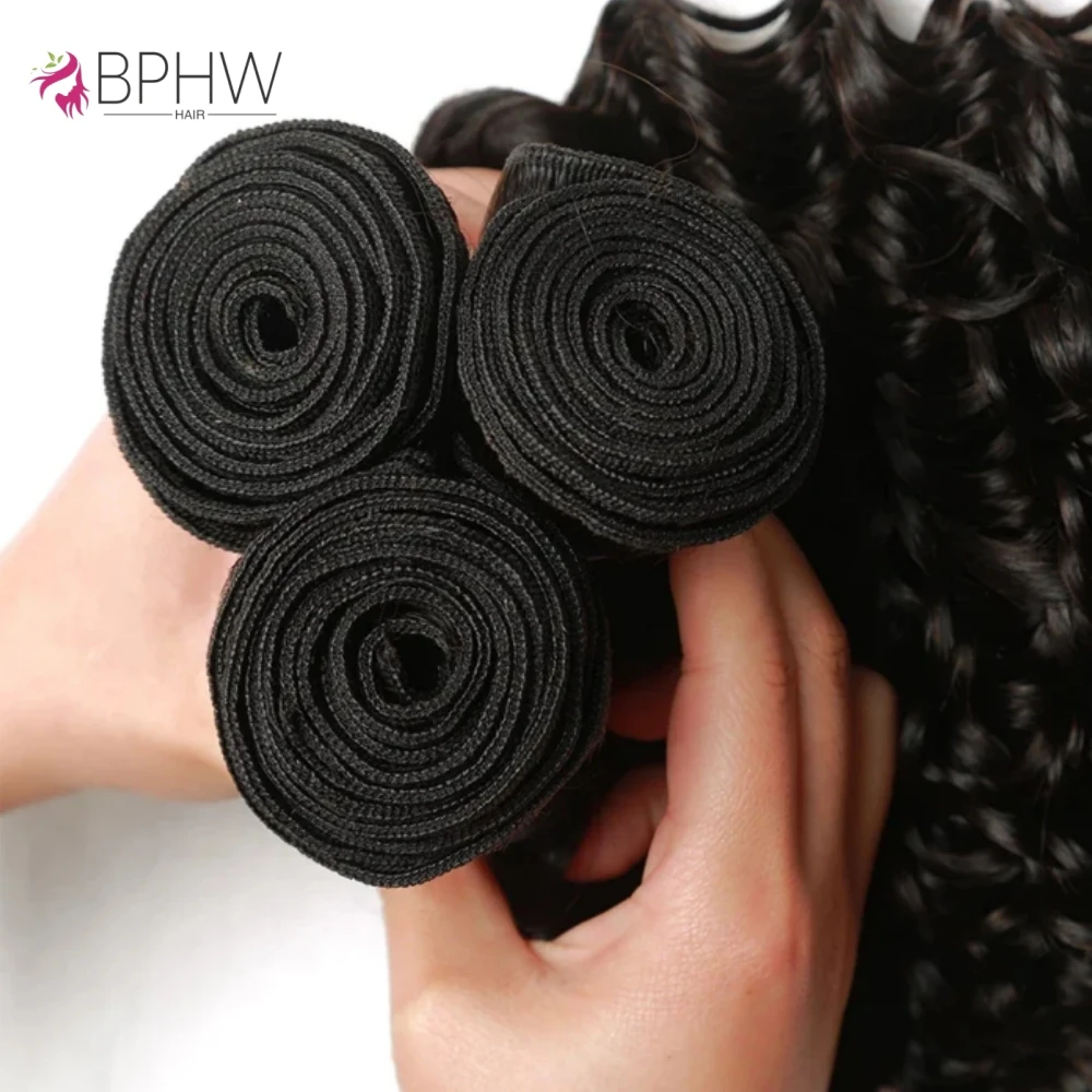 حزم موجة عميقة ضفيرة شعر برازيلي حزم الشعر البشري 1 و 3 حزم 10-30 بوصة الشعر التمديد اللون الطبيعي الشعر BPHW الشعر #3