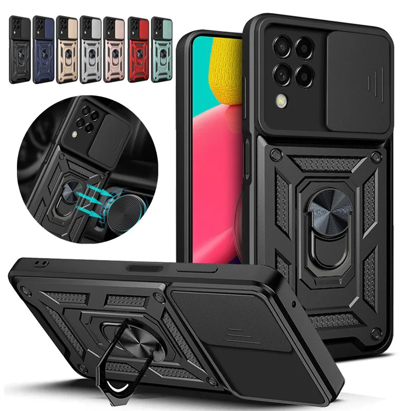 For Samsung Galaxy M53 5G Case Car Magnetic Holder Ring Stand Shockproof Armor Phone Cases for Samsung M 53 SM-M536B Back Cover