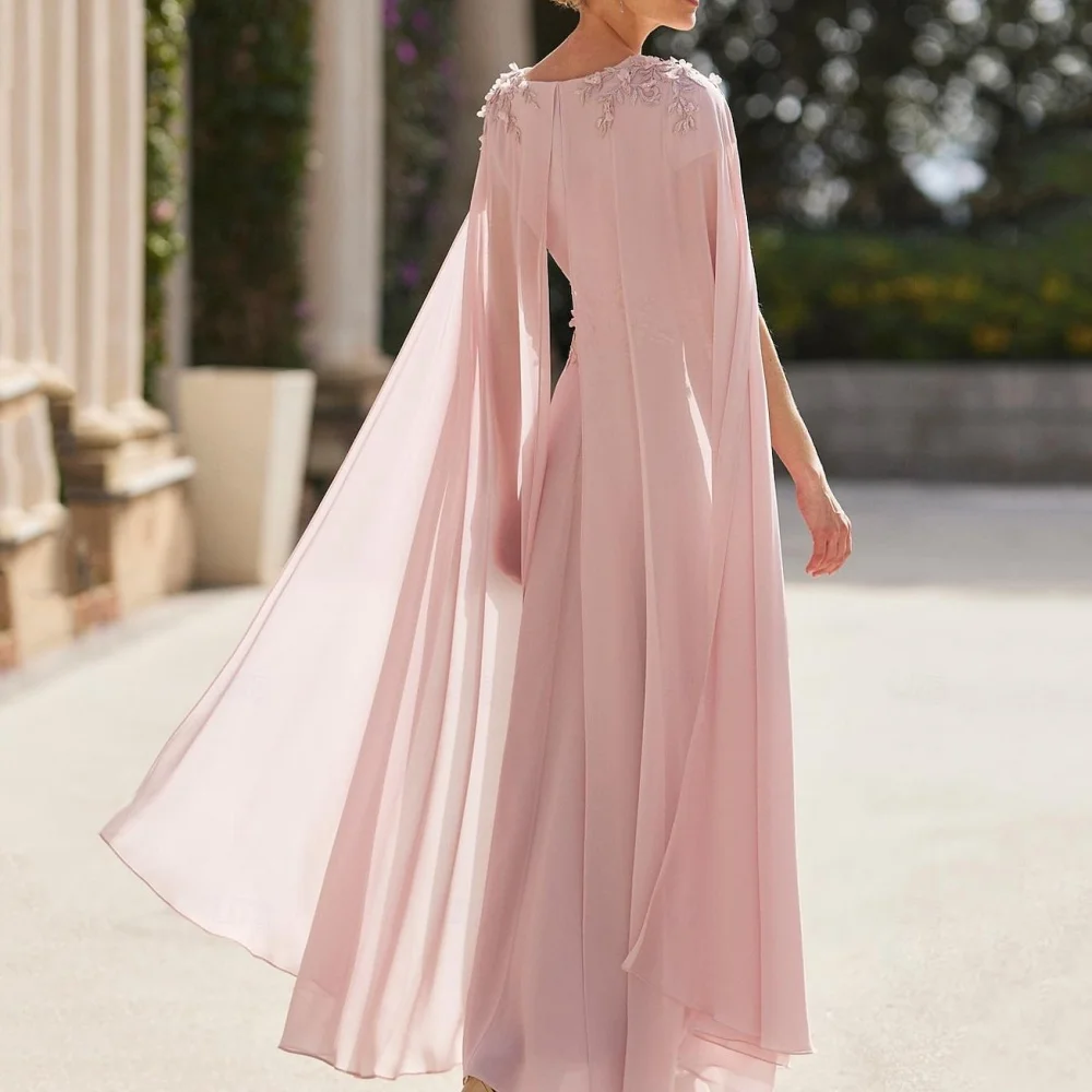 Camellia Elegant Female Dress V Neck Chiffon A Line Wedding Party Dresses Applique Flow Mother of Bride Dresses Robe De Soirée