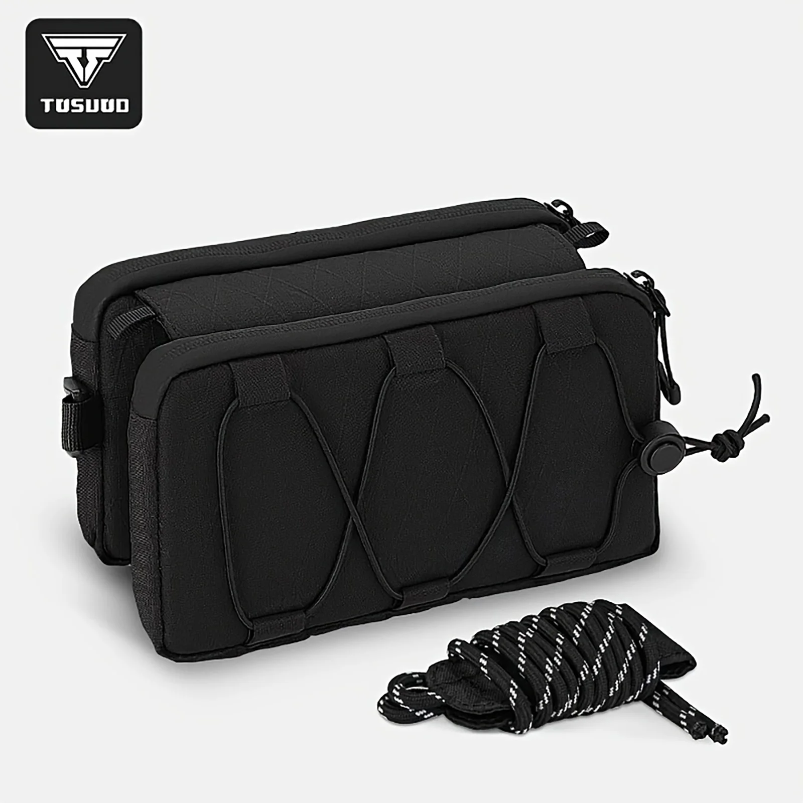 

TOSUOD Waterproof Bicycle Frame Bag 7.9"x4.7"x3.2" - Compact 1L Storage, Dual Compartments Organizer, Adjustable Hook-Loop Strap
