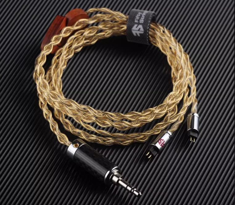 FiftyStrings الذهب القرش أحادي البلورية الفضة OCC الفضة الاسترليني مطلية بالذهب سماعة ترقية كابل 0.78 مللي متر MMCX خط