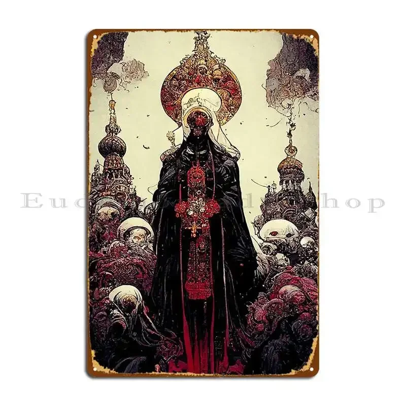Plaque murale en métal personnalisée « La charité de Baphomet et le samouraï du feu et de la glace » – Affiche décorative en étain pour fête