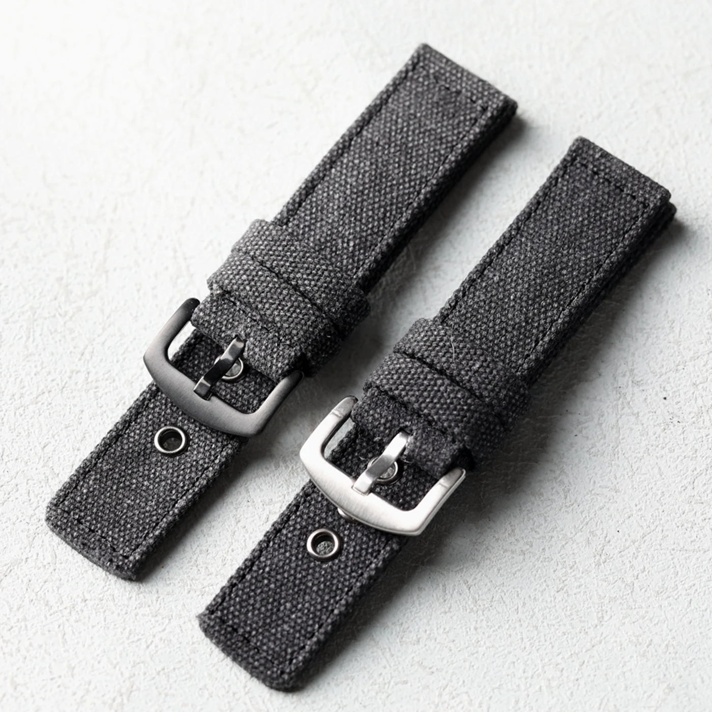 High end durable retro canvas strap, 20 22 24MM, black green double-layer thick men's strap, suitable for mountaineering soldier