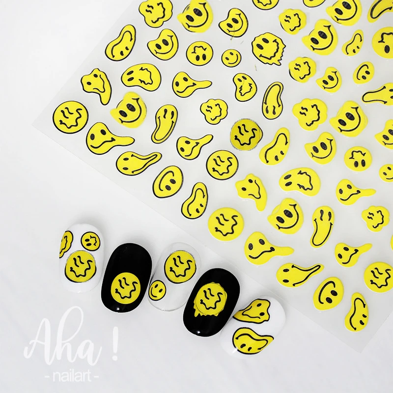 1 sheet Smile Nail Art 3D Stickers Nail Decals for Nails Smile Face Manicure Japanese Design DIY Happy Accessories