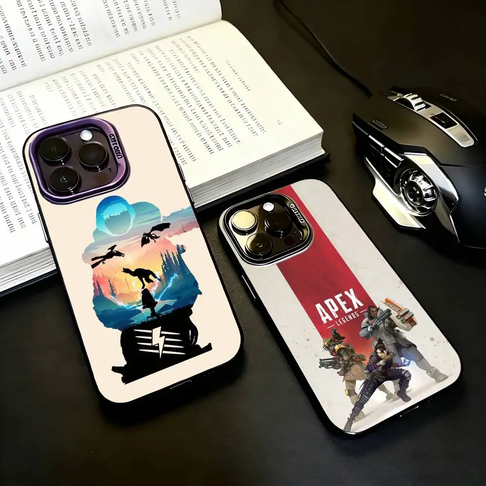 

A-Apex Legends Game Phone Case For iPhone17,16,15,14,13,12,11 Plus,Pro Max Black Candy silver phone case