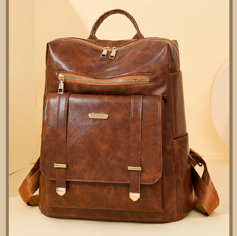 

2026 Fashion Vintage High Quality Soft Leather Travel Backpacks Women's Shoulder Bags Totes Large Capacity School Bag Backpack