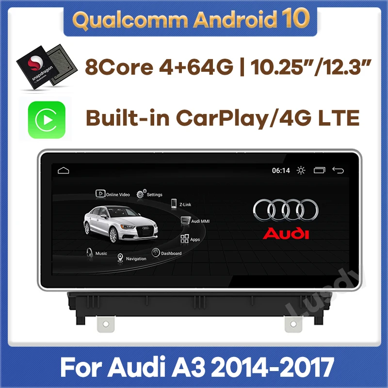 

10.25"/12.3" Snapdragon 4G 64G Android 10 Car Radio Multimedia Player GPS Navigation for Audi A3 2014-2017 Stereo Video CarPlay