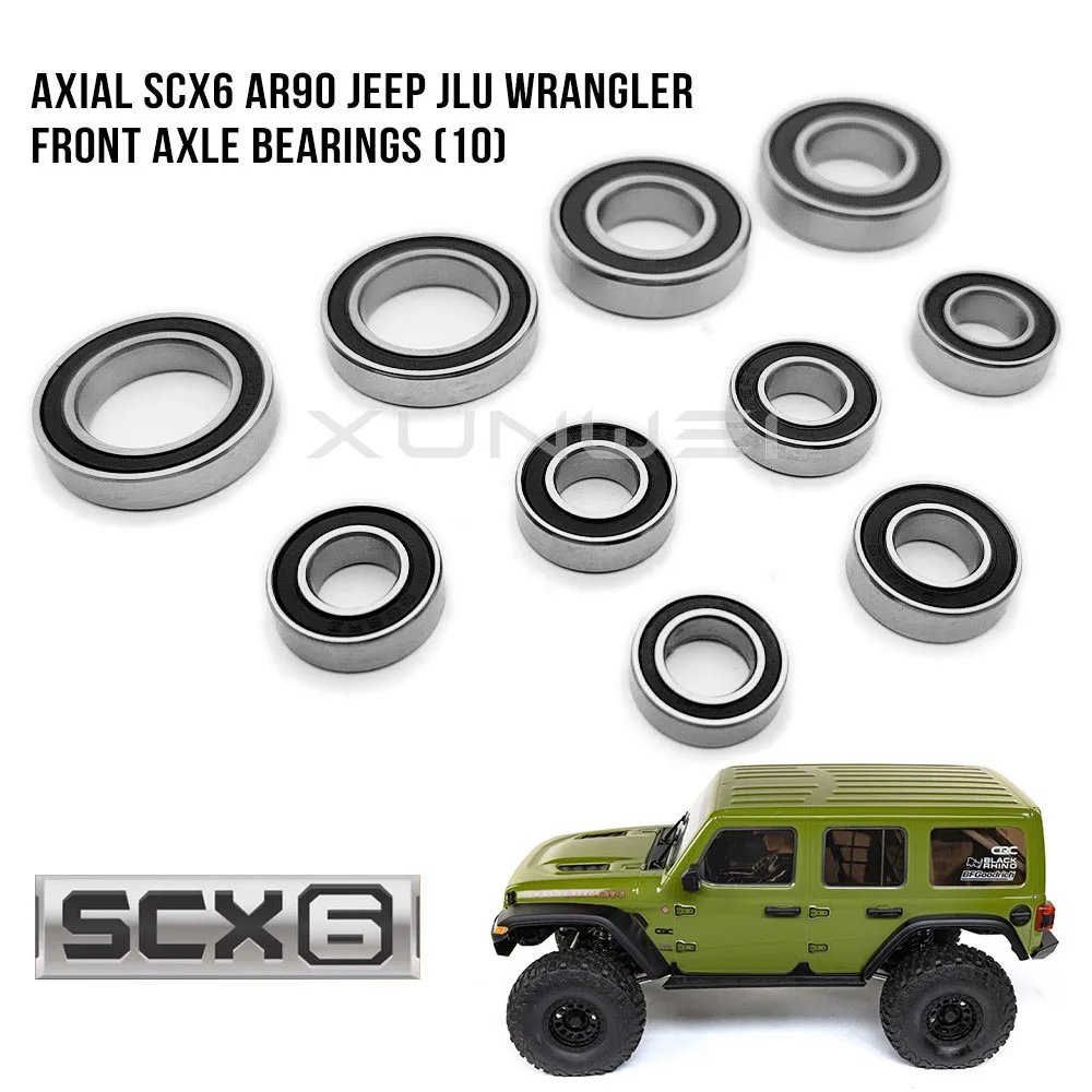 

10pcs Front Axle Bearings Kit Chrome Steel for Axial 1/6 SCX6 AR90 Jeep JLU Wrangler Rc Crawler Car Upgrade Spare Parts